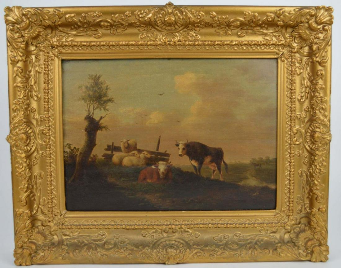 Early 19th Century English school oil on panel, Cows (1 of 10)