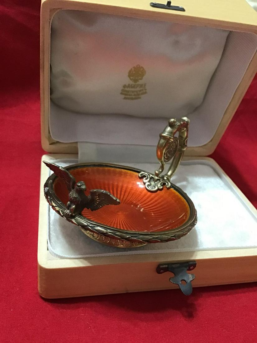 Antique Russian Enamel KOVSH. Dimension: H 8,2 cm , W (1 of 7)