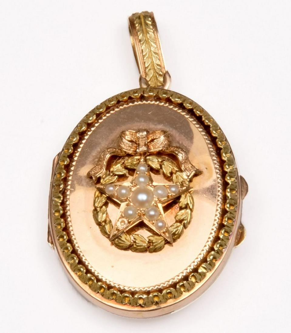 18kt Multi Colored Gold Locket, French Hallmarks and (1 of 3)