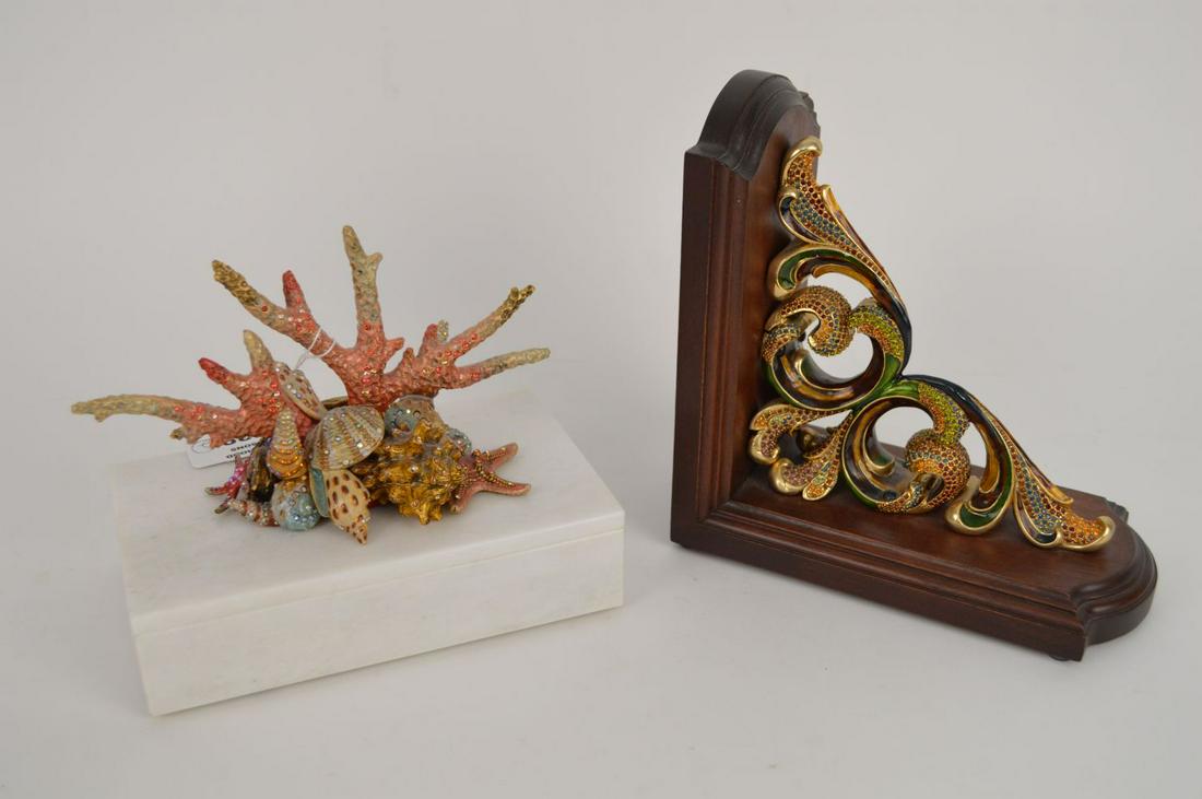 2 Signed Jay Strongwater pieces, covered white marble (1 of 10)