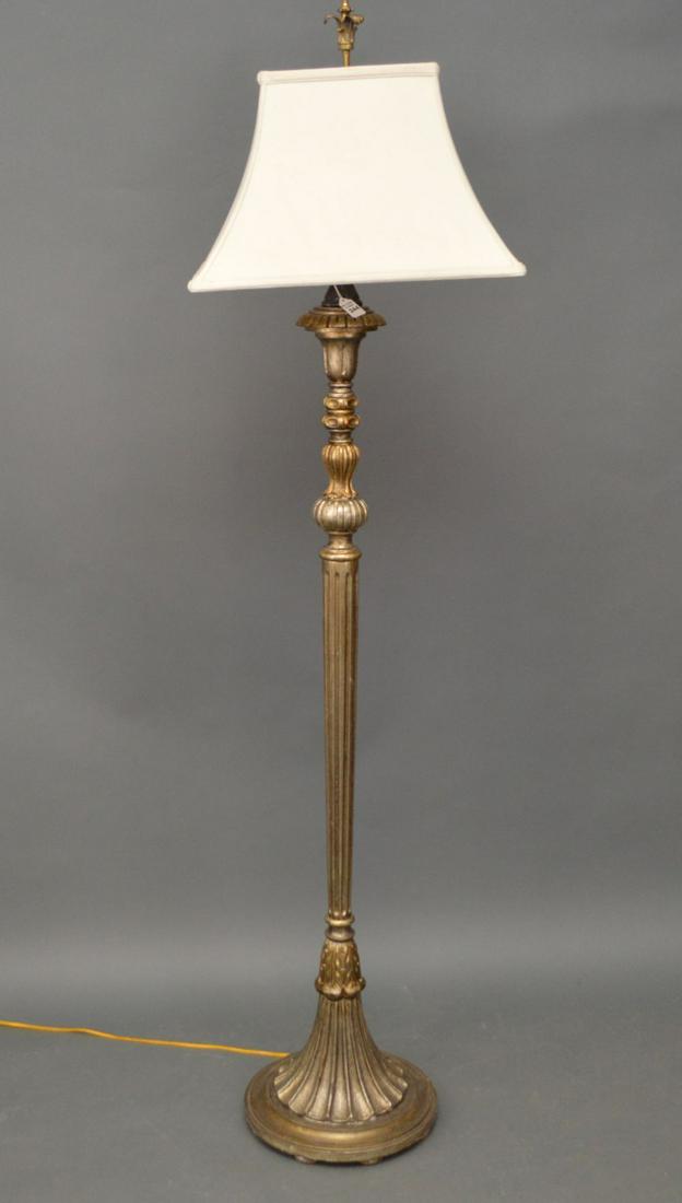 ANTIQUE CARVED GILTWOOD FLOOR LAMP, 6'6" H x 13"BASE: ANTIQUE CARVED GILTWOOD FLOOR LAMP, 6'6" H x 13"BASE DIA (GOOD CONDITION)