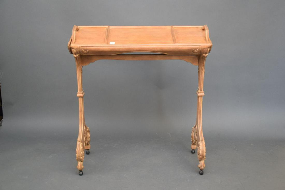 CARVED BEACHWOOD WRITING TABLE with carved legs and two (1 of 6)
