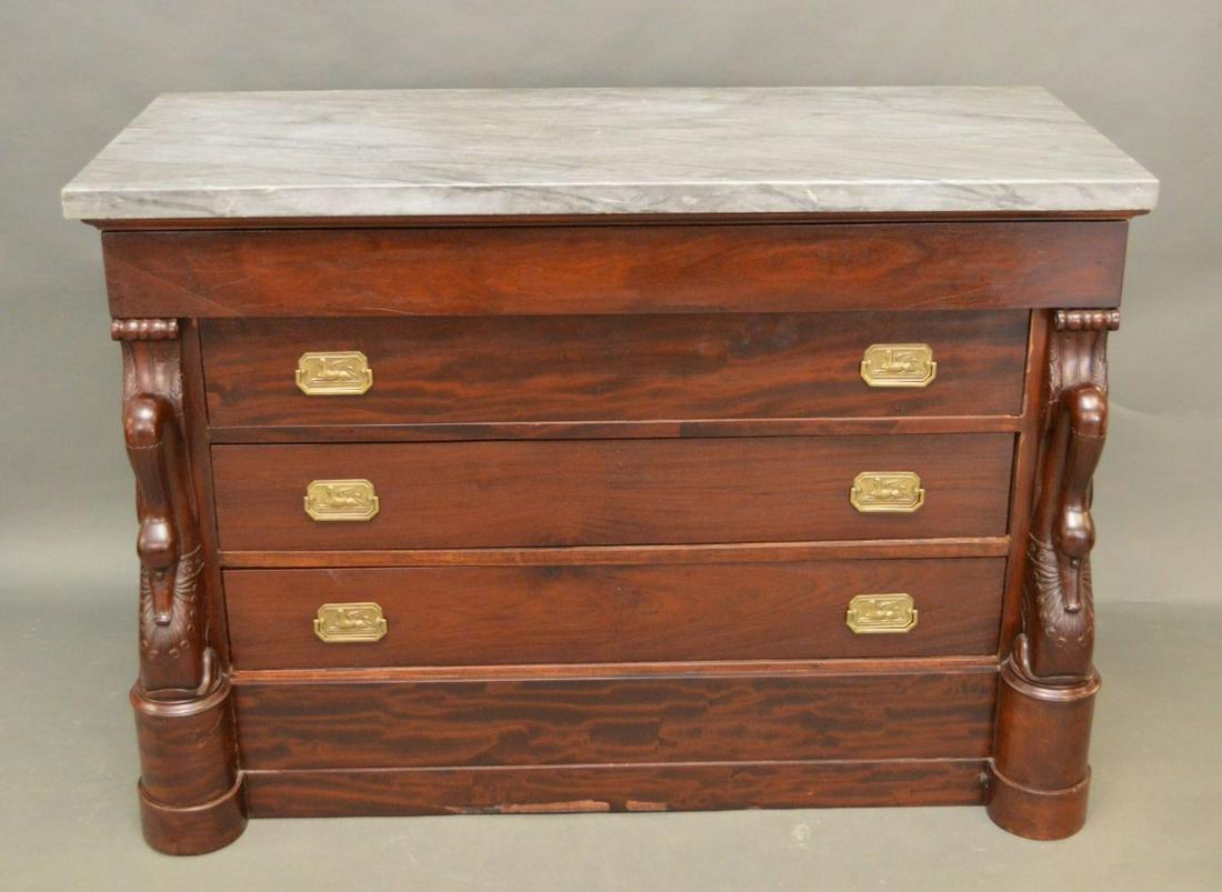 Continental dresser with 2" grey marble top over blind (1 of 6)