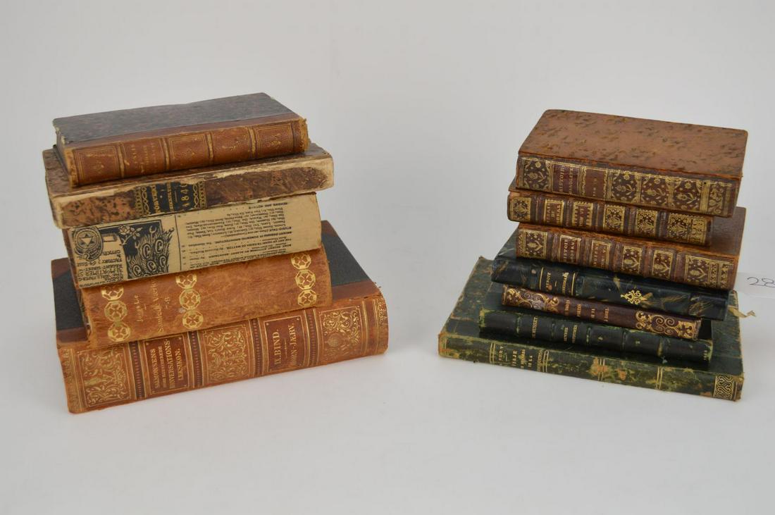 12 Assorted 18/19th c. leather bound books, all foreign (1 of 11)