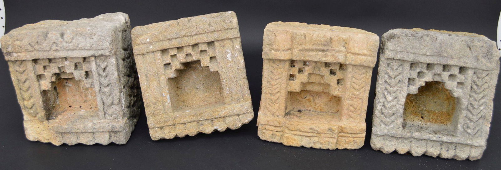 4 Indian sandstone Garden wall niche altars, 19th c, (1 of 8)