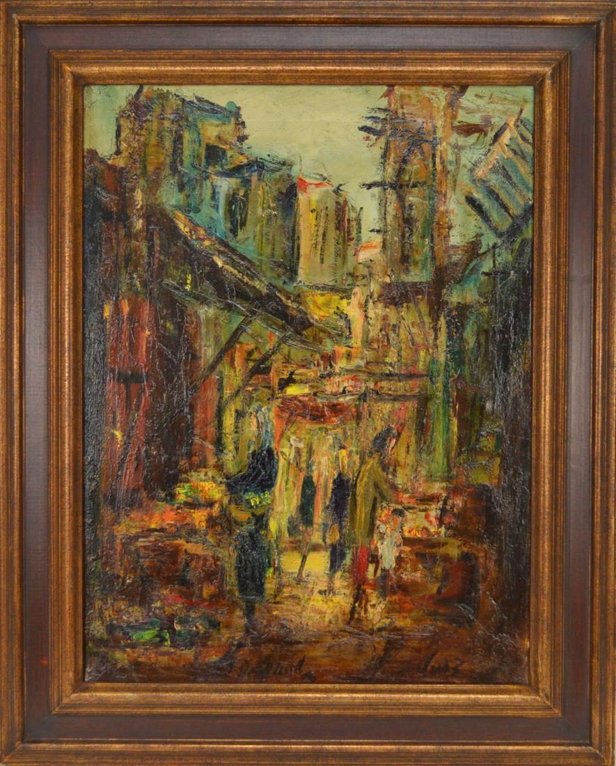 Zvi Raphaeli (ISRAELI, 1920–2005) oil on canvas, Street (1 of 8)