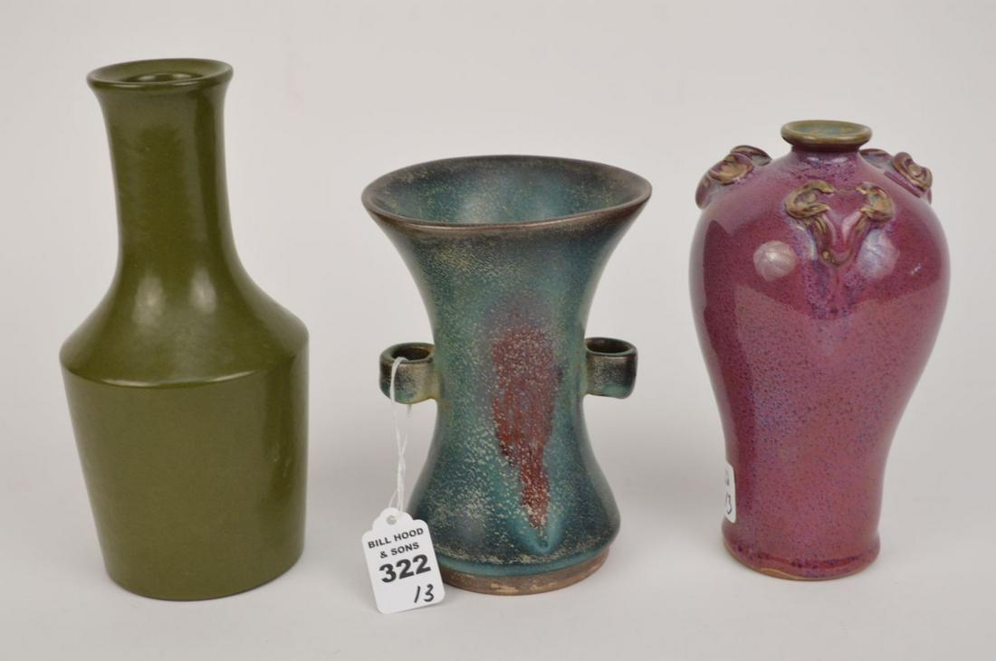 THREE CHINESE GLAZED CERAMIC VASES - Includes a 7 1/4” (1 of 9)