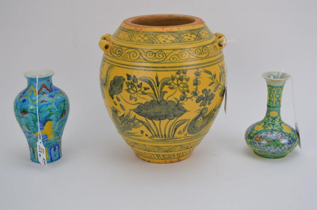 THREE CHINESE CERAMIC VESSELS - Includes a 6” porcelain (1 of 14)