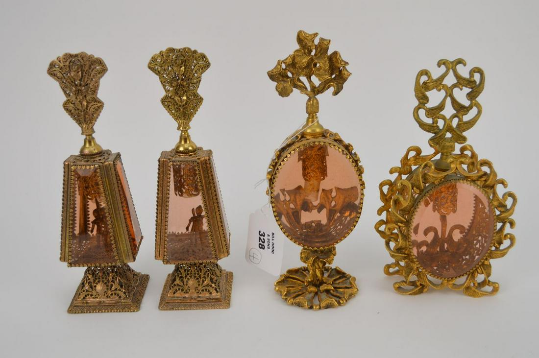 4 Continental Scent bottles with ornate filigree (1 of 14)