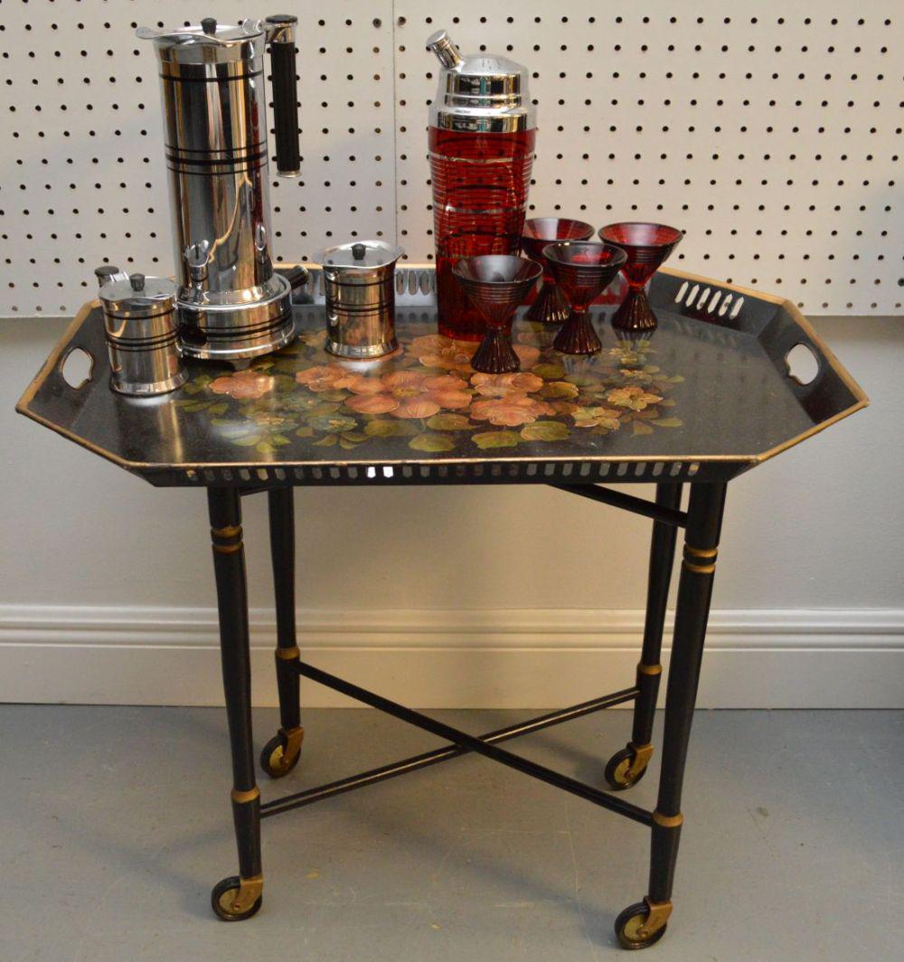 Deco Chrome Coffee Set (12" tall) & Cranberry Cocktail (1 of 5)