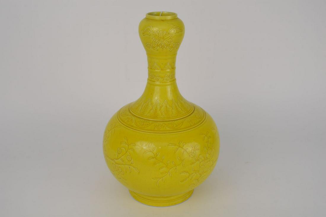 CHINESE YELLOW GLAZED TIANQIUPING VASE - Stunning (1 of 9)