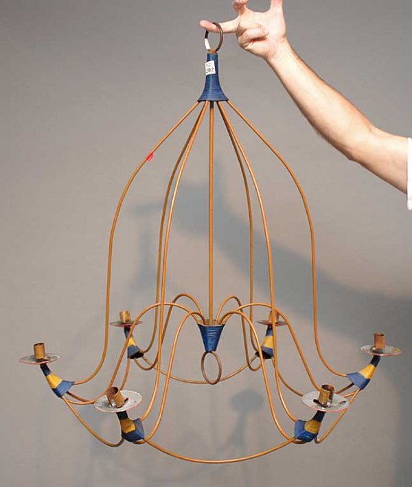 6 light decorative wire and wood hanging light fi