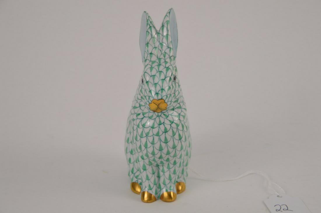 HEREND PORCELAIN RABBIT FIGURE with fishnet design and (1 of 4)