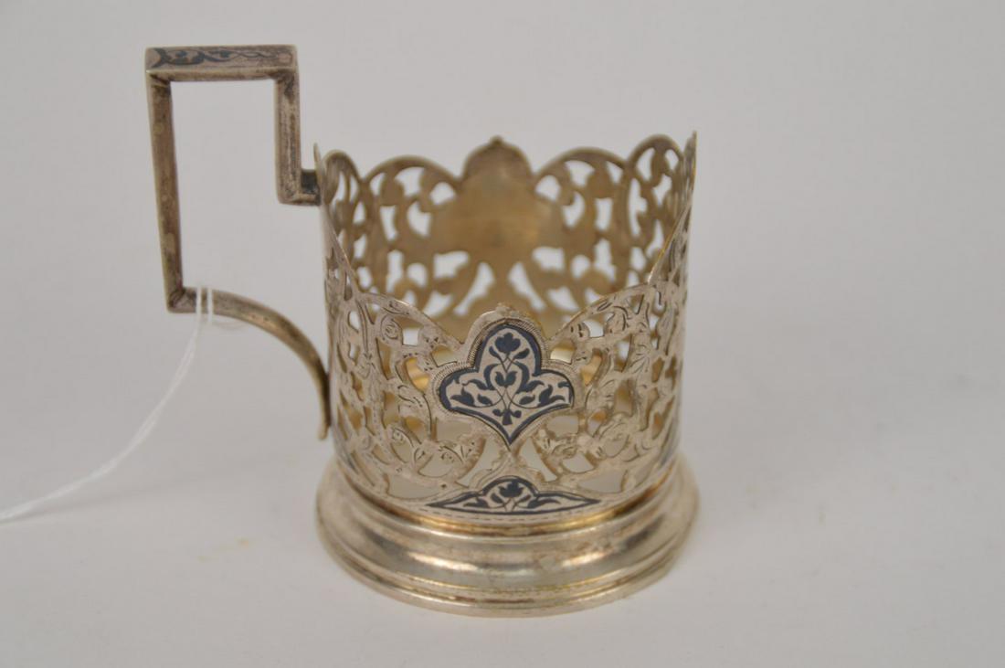 RUSSIAN SILVER CUP HOLDER. The holder with hallmarks M (1 of 5)