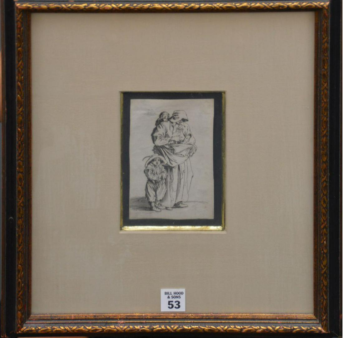 19th Century Etching by Jacques Callot, “beggar women (1 of 4)