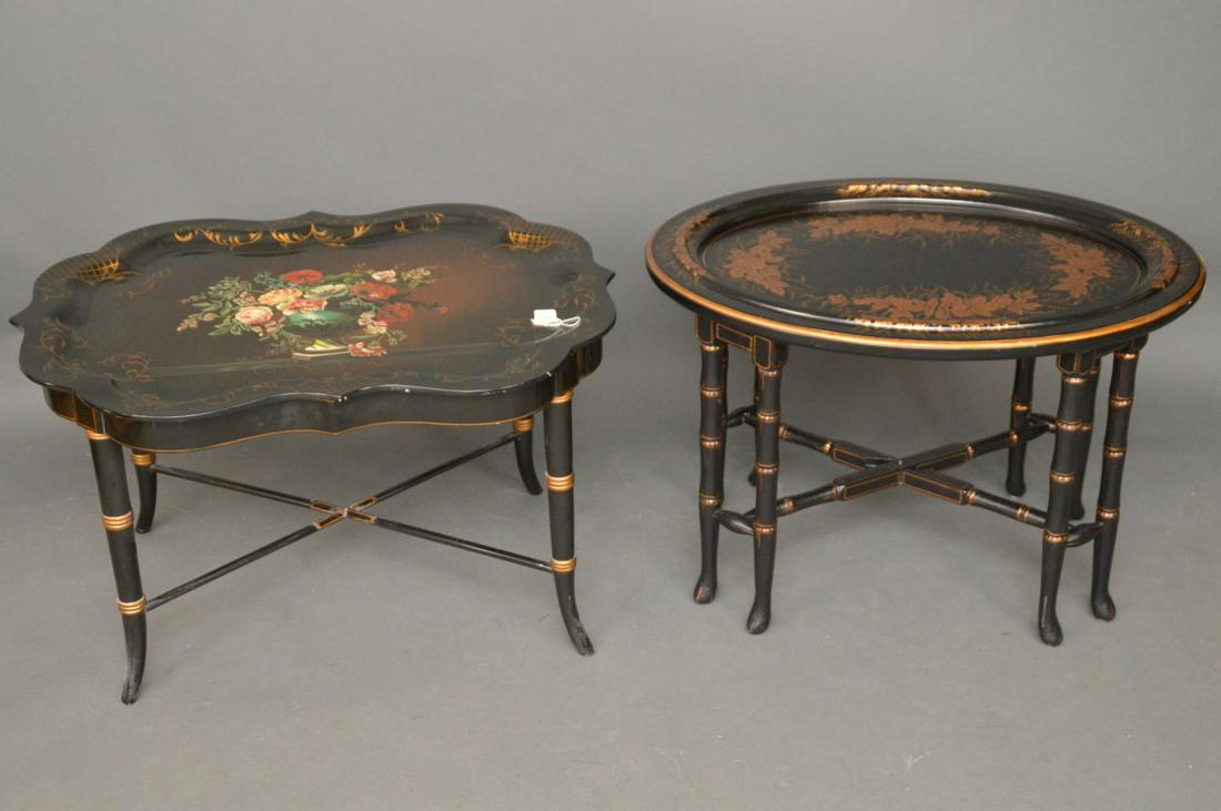 2 Decorative Painted Trays on stands, one Maitland (1 of 8)