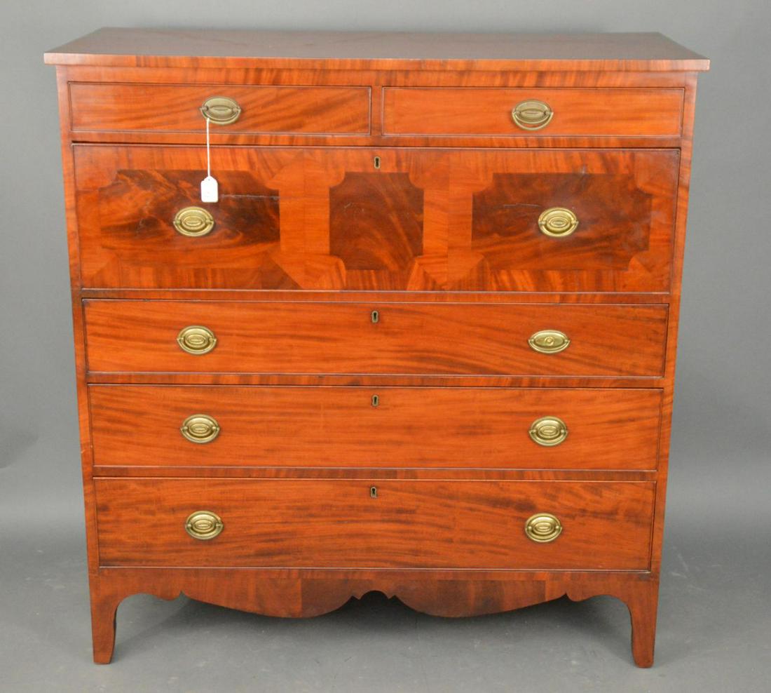 Mahogany 19th c. Chest of Drawers/Desk with 2 side by (1 of 7)