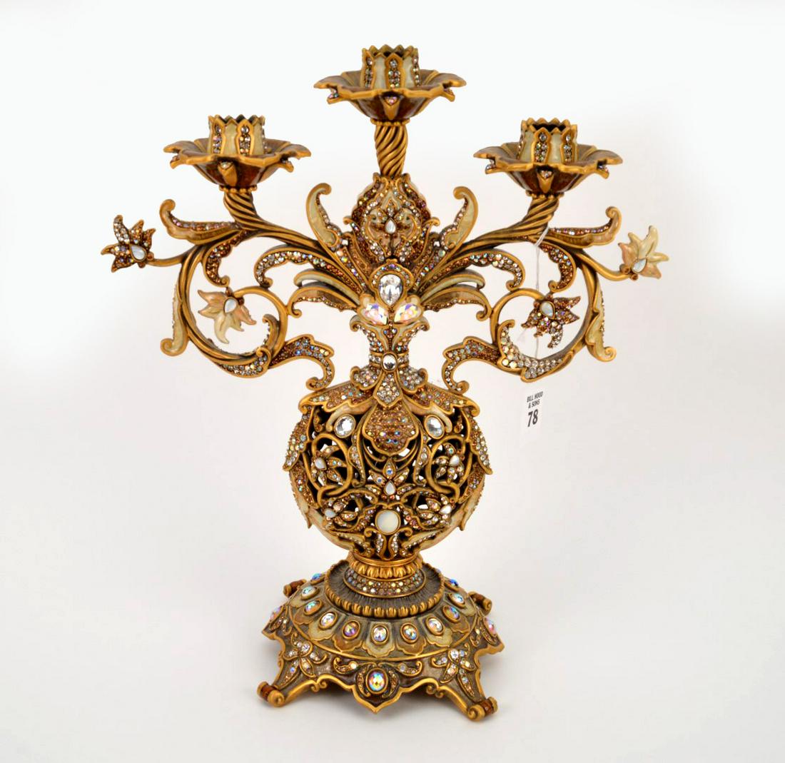 Jay Strongwater single 3 branch candelabra, 112/250, (1 of 7)