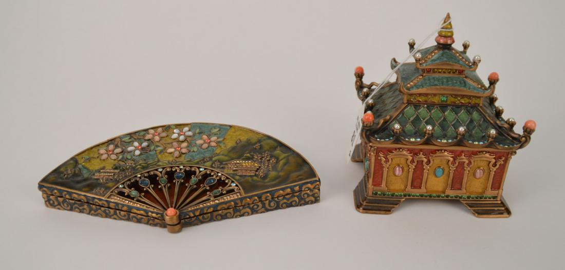 2 Jay Strongwater Boxes, 1 Pagoda Box (5"h x 4"w) and (1 of 8)