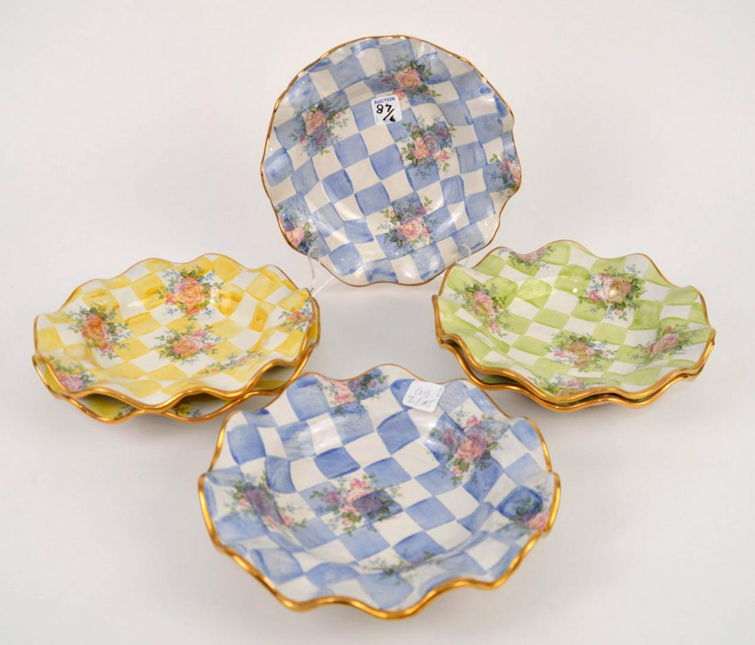 6 MacKenzie-Childs Ruffled Rim Floral & Check bowls, (1 of 5)