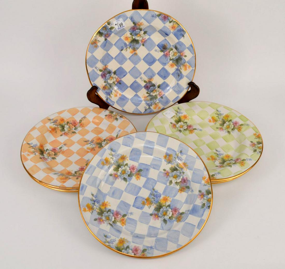 6 MacKenzie-Childs Floral & Check Dinner Plates, 11 (1 of 4)