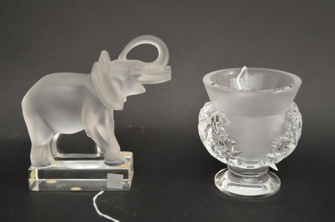 2 LALQUE CRYSTAL ARTICLES. LALIQUE CRYSTAL ELEPHANT (1 of 6)