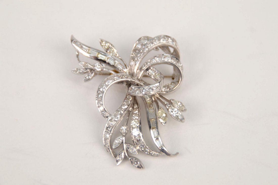 Platinum Art Deco Diamond Pin Pendant.  Size 1.75" (1 of 3)