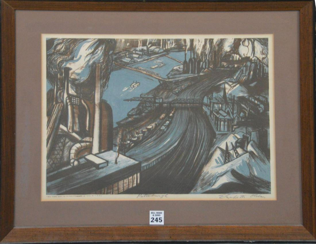 ELIZABETH OLDS WPA PROJECT - PITTSBURGH LITHOGRAPH: ELIZABETH OLDS WPA PROJECT - PITTSBURGH LITHOGRAPH Elizabeth Olds (American, 1896–1991) Lithograph titled Pittsburgh, pencil signed and inscribed New York City WPA Art Project, sight size approx. 16