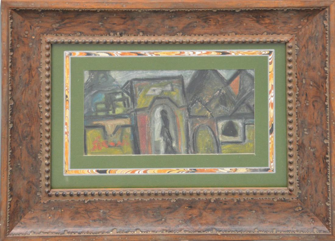 Mario Sironi (Italian 1885 - 1961) gouache on paper,: Mario Sironi (Italian 1885 - 1961) gouache on paper, buildings, 5 x 9 1/4 inches