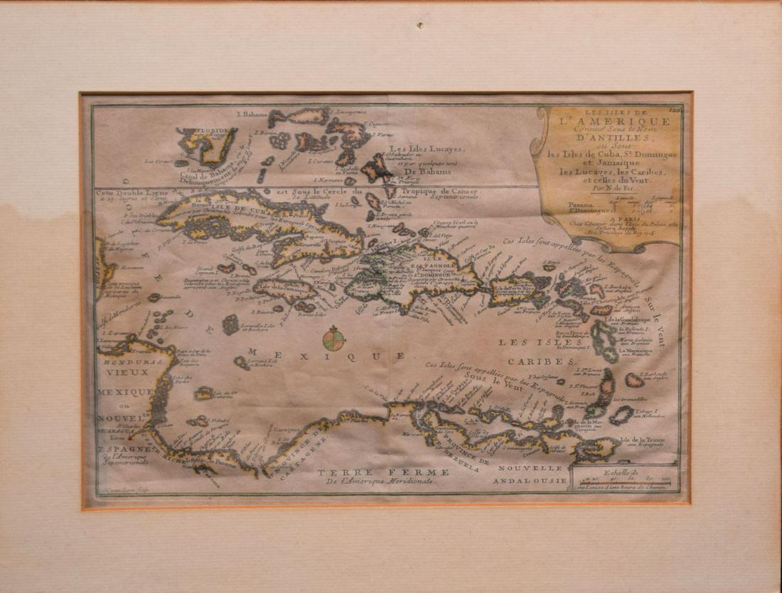 18th Century Map of Caribbean: faded, in 2 parts, 11 x: 18th Century Map of Caribbean: faded, in 2 parts, 11 x 14-1/2 inches