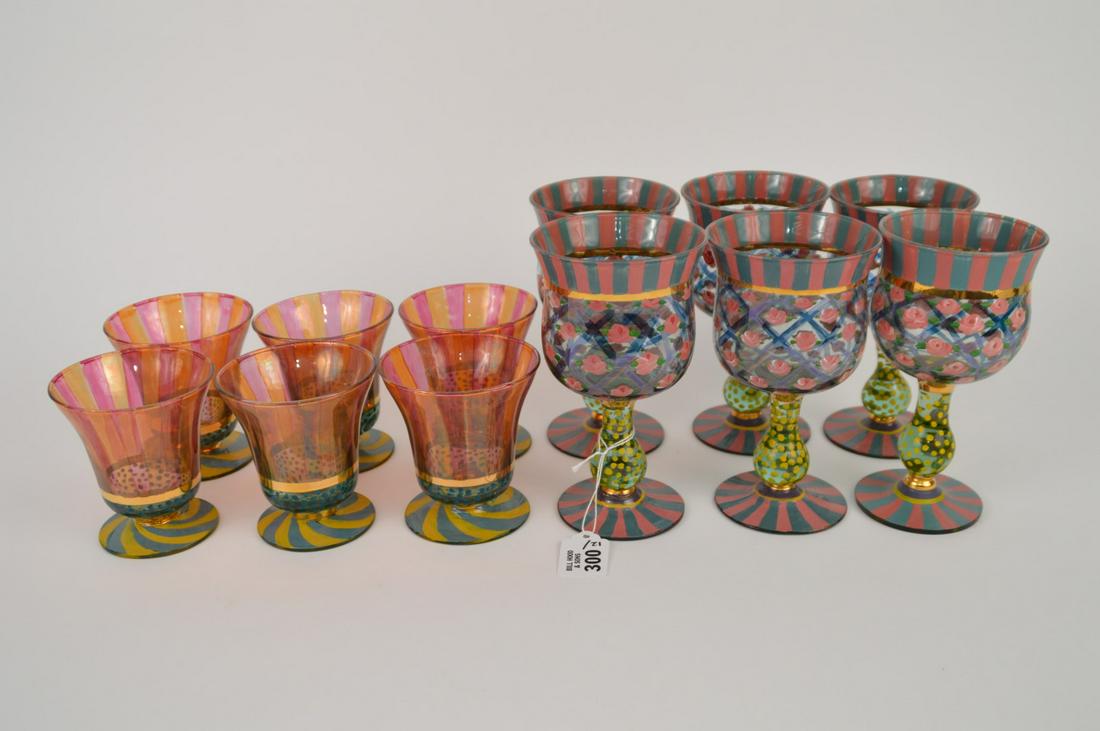 6 MacKenzie-Childs Glass Stemmed Water Glasses and 6 (1 of 6)