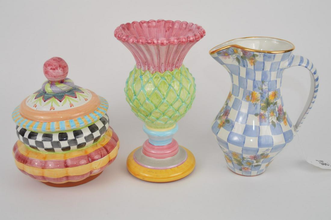 3 Pcs. MacKenzie-Childs pitcher, 10"h (1 of 7)