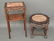2 Carved Chinese stands each with marble inserts, 18"h