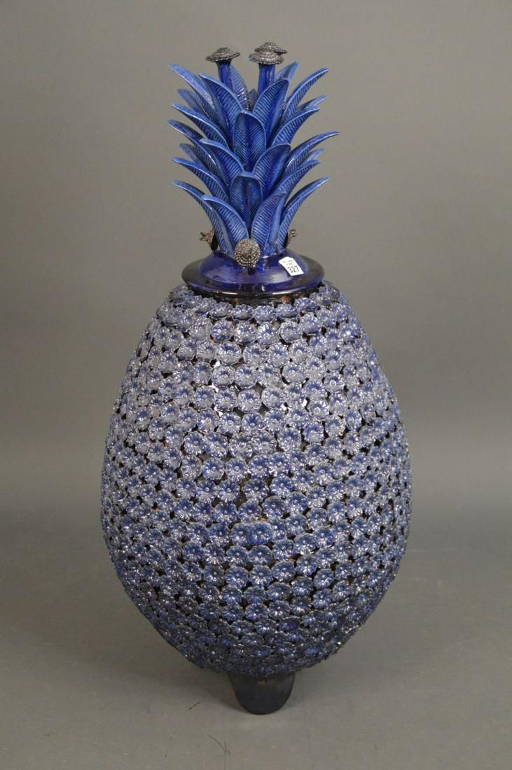 2pc. Decorative Terracotta Pineapple Motif with Blue (1 of 10)