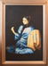 Asian painting of Chinese girl in silk robe, oil on