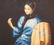 Asian painting of Chinese girl in silk robe, oil on - 2