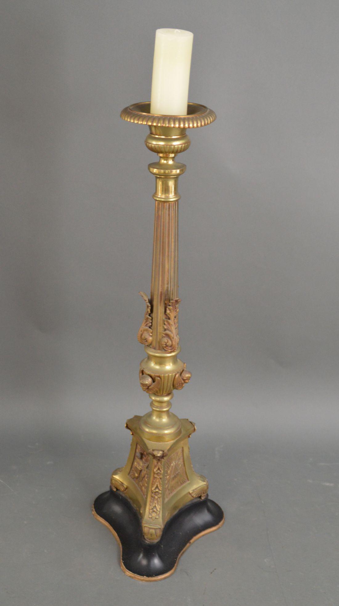 Tall Brass/Bronze Pricket candle holder, 42 inches tall (1 of 4)