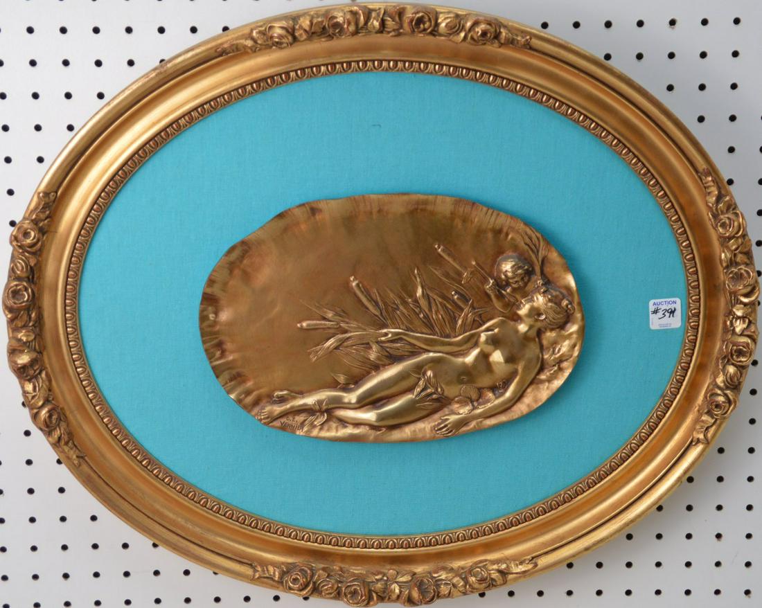 Antique Bronze Art Nouveau Plaque by DE Vernier, (1 of 4)