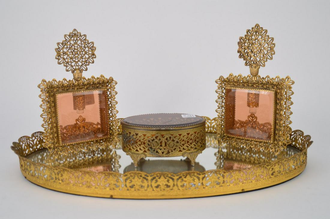 Dresser Tray 22 x 14 inches with 2 10" perfume's and (1 of 3)