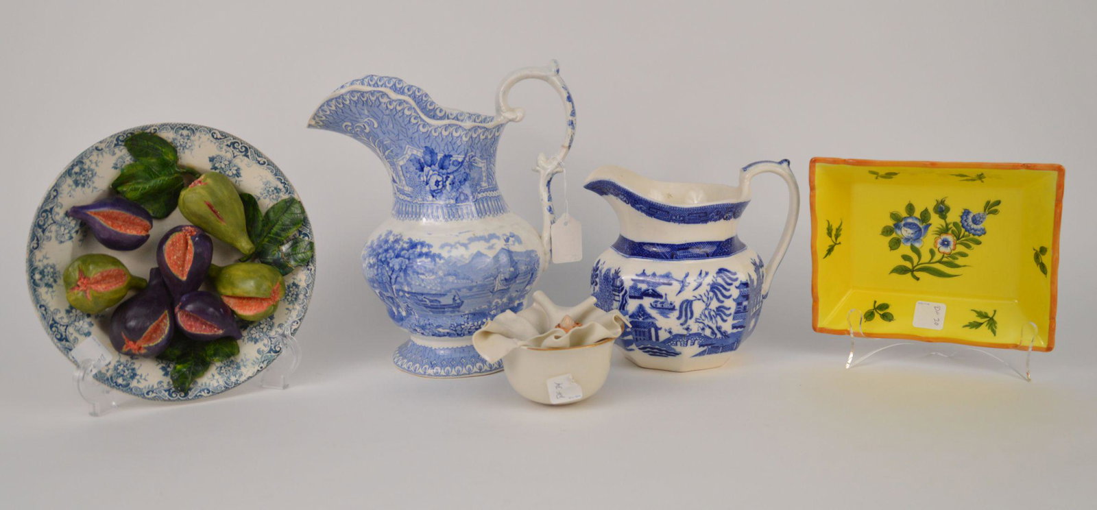 Lot Of Ceramics, Fruit Applied to Plate, 2 Blue/White (1 of 11)