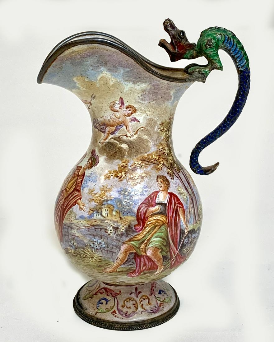 19TH CENTURY FRENCH ENAMEL CABINET PITCHER with enamel (1 of 7)