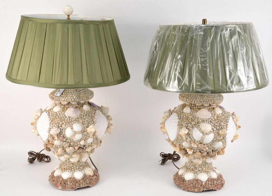 Pair Custom Shell Lamps, 17"h Lamps (1 of 10)