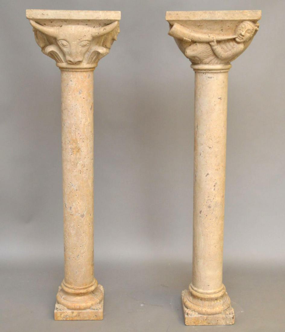 Pair of Marble Romanesque columns. Provenance: From the (1 of 8)