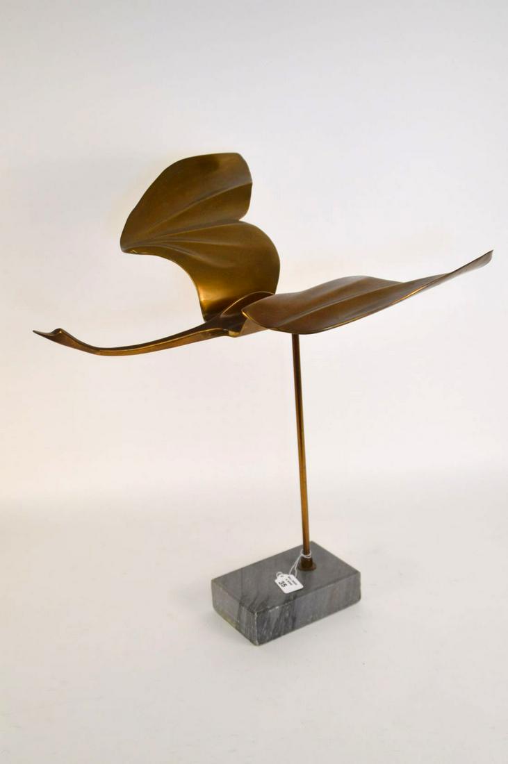 Mid-Century Bronze Sculpture Bird in Flight on grey (1 of 7)