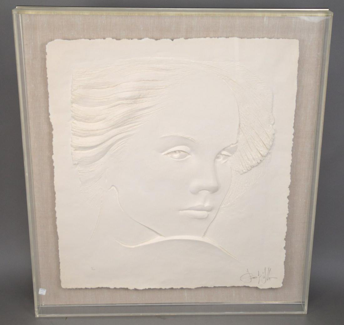 Frank Gallo Cast paper Sculpture "Concetta" 86/200. 40: Frank Gallo Cast paper Sculpture "Concetta" 86/200. 40 x 35 inches. Overall framed size 48 x 43 inches.