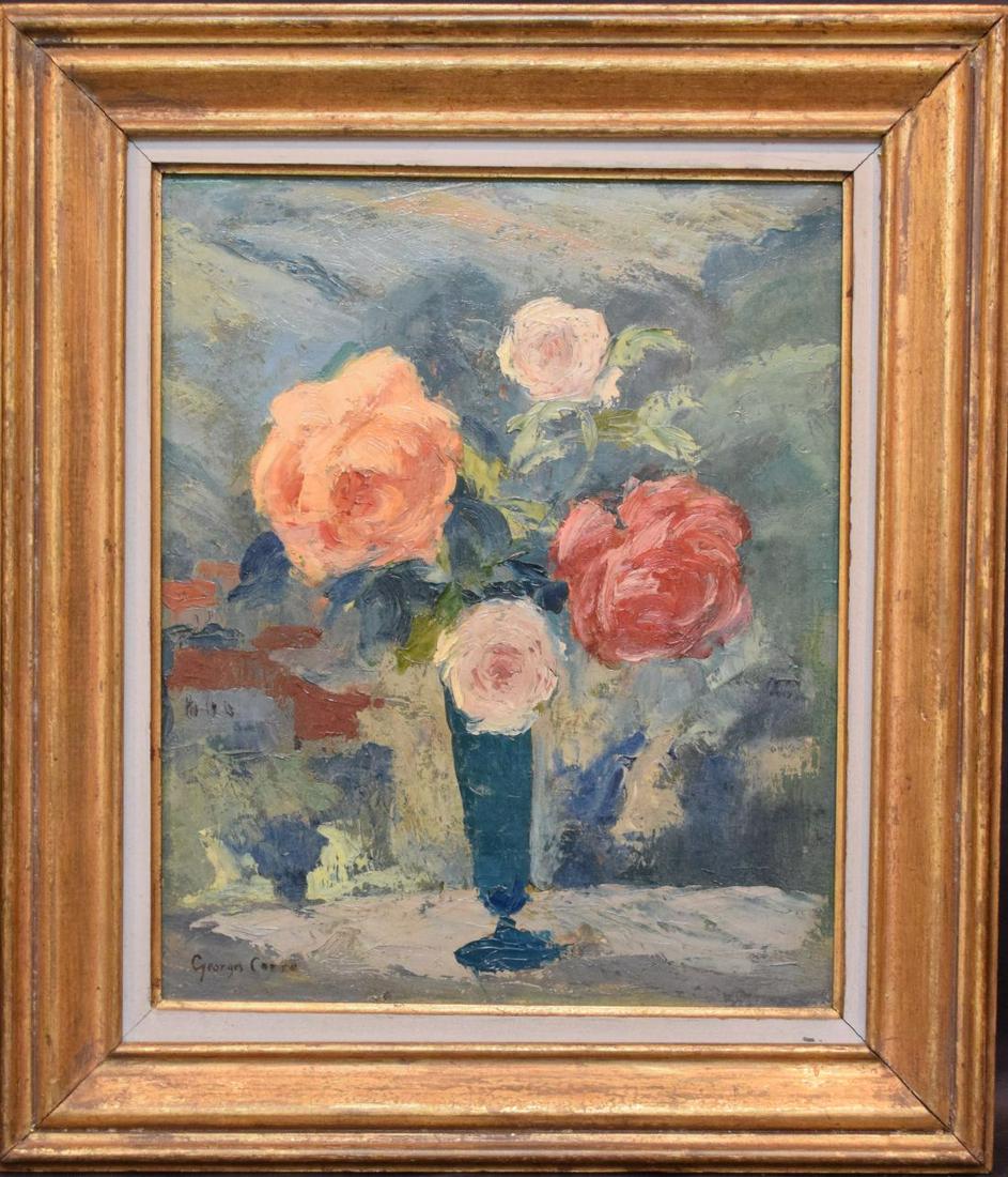 Georges Henri Carré (FRENCH, 1878–1945) oil on canvas,: Georges Henri Carré (FRENCH, 1878–1945) oil on canvas, Floral Still Life, 18-1/2 x 15 inches