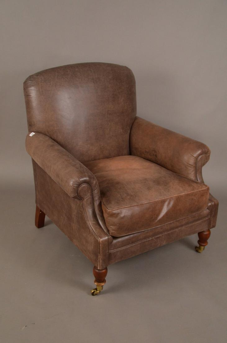 Ralph Lauren Brown Leather Chair dog bites on foot, 36h (1 of 6)