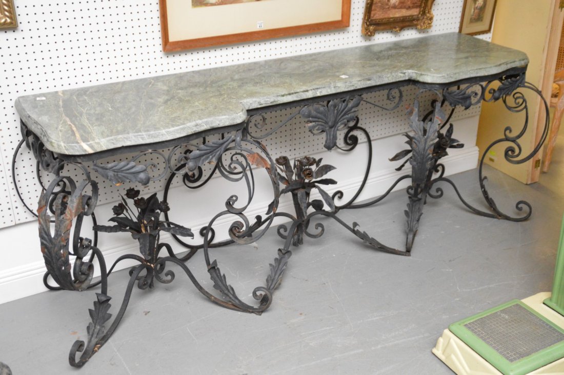 Oversized Iron Console with Marble top (1 of 8)