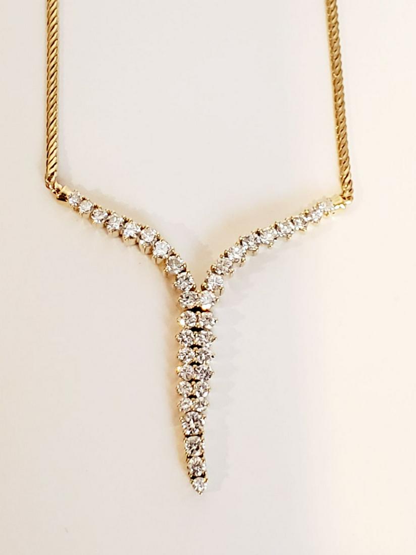 14k Yellow Gold Flexible Gold Diamond Necklace. Signed (1 of 4)