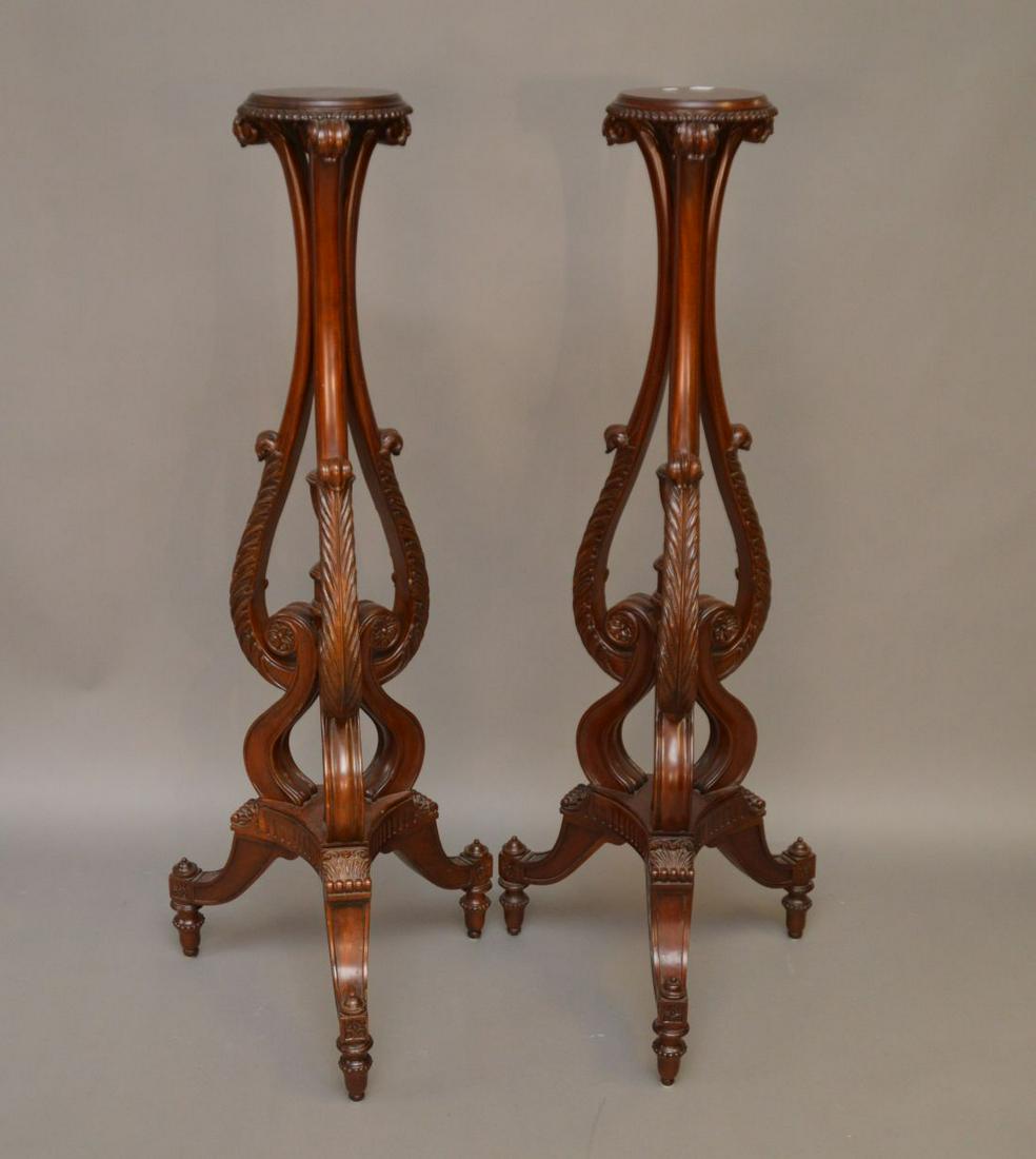 Pair of Mahogany Tall Planters on Trifed Bases, 51"H x (1 of 6)